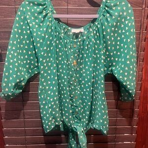 Mine Green Triangle Pattern Blouse